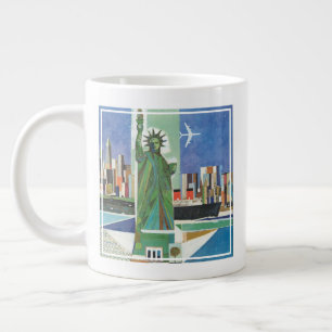 Vintage Travel Poster voor American Airlines Grote Koffiekop