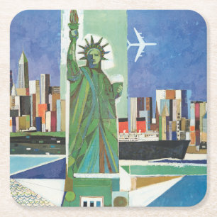 Vintage Travel Poster voor American Airlines Kartonnen Onderzetters