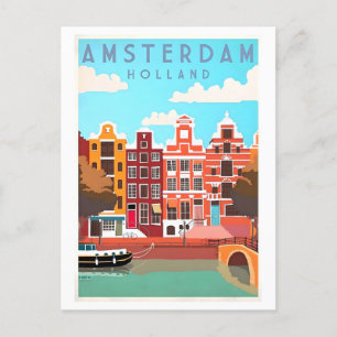 Vintage Travel Poster voor Amsterdam Briefkaart