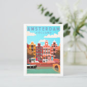 Vintage Travel Poster voor Amsterdam Briefkaart (Staand voorkant)