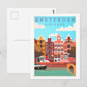 Vintage Travel Poster voor Amsterdam Briefkaart (Voorkant / Achterkant)