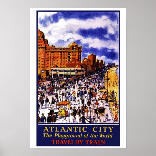 Vintage Travel Poster voor Atlantic City Print (Voorkant)
