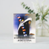 Vintage Travel Poster voor Barcelona Briefkaart (Staand voorkant)