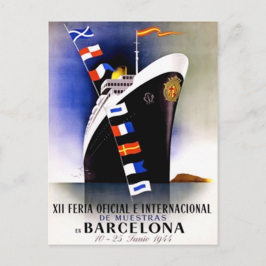 Vintage Travel Poster voor Barcelona Briefkaart (Voorkant)