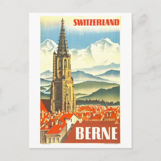 Vintage Travel Poster voor Bern, Zwitserland, Briefkaart (Voorkant)