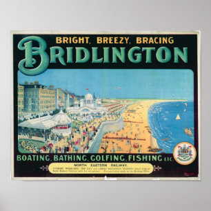 Vintage Travel Poster voor Bridlington, Engeland