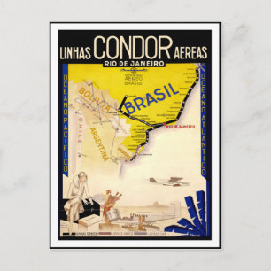 Vintage Travel Poster voor Briefkaart Brazilië