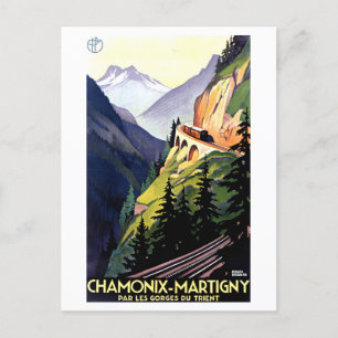 Vintage Travel Poster voor Chamonix en Martigny Briefkaart