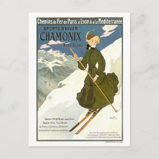 Vintage Travel Poster voor Chamonix, Frankrijk, Briefkaart (Voorkant)