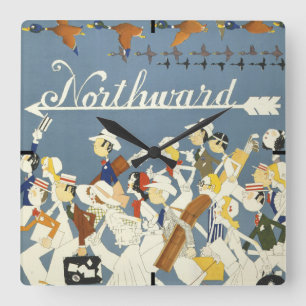 Vintage Travel Poster voor de New Haven R.R. Vierkante Klok