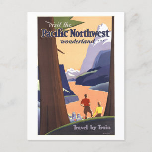 Vintage Travel Poster voor de Pacific Northwest Briefkaart