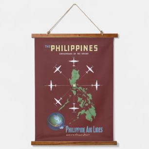 Vintage Travel Poster voor Filipijnse luchtvaartma Hangend Wandkleed