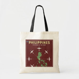 Vintage Travel Poster voor Filipijnse luchtvaartma Tote Bag
