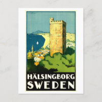 Vintage Travel Poster voor Halsingborg, Zweden,