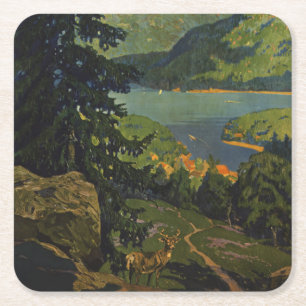 Vintage Travel Poster voor het Adirondackgebergte Kartonnen Onderzetters