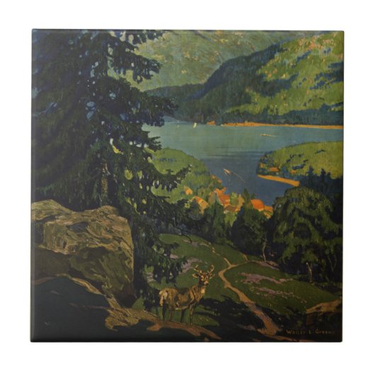 Vintage Travel Poster voor het Adirondackgebergte Tegeltje (Voorkant)