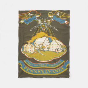 Vintage Travel Poster voor het Ephrata klooster Fleece Deken
