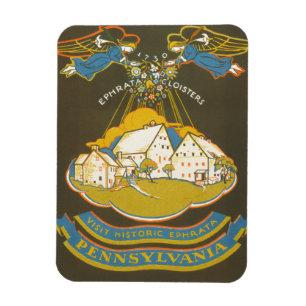 Vintage Travel Poster voor het Ephrata klooster Magneet