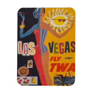 Vintage Travel Poster voor het vliegen van TWA naa Magneet