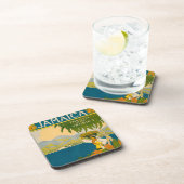 Vintage Travel Poster voor Jamaica Bier Onderzetter (Rechterzijde)