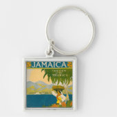 Vintage Travel Poster voor Jamaica Sleutelhanger (Voorkant)