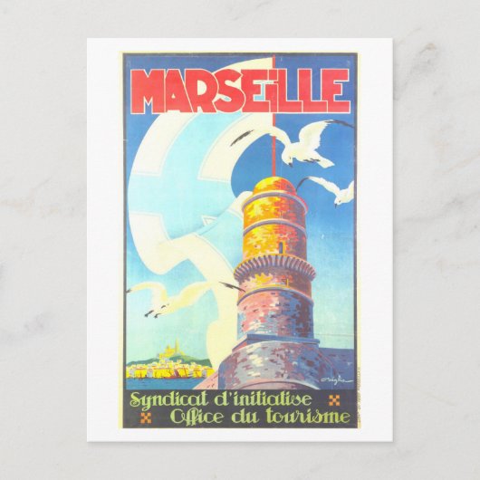 Vintage Travel Poster voor Marseille, Frankrijk, Briefkaart (Voorkant)
