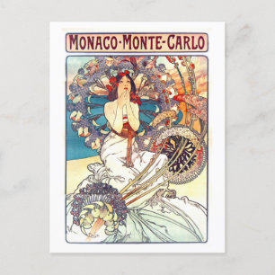 Vintage Travel Poster voor Monte Carlo, Monaco, Briefkaart