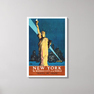 Vintage Travel Poster voor New York Canvas Afdruk
