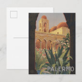 Vintage Travel Poster voor Palermo, Italië. Briefkaart (Voorkant / Achterkant)
