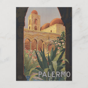 Vintage Travel Poster voor Palermo, Italië. Briefkaart