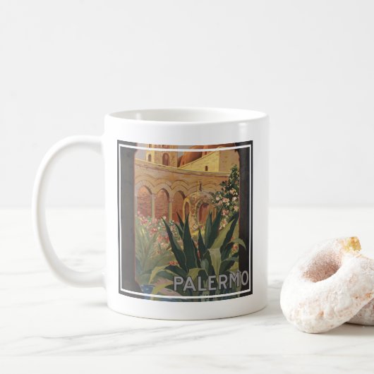 Vintage Travel Poster voor Palermo, Italië. Koffiemok (Met donut)