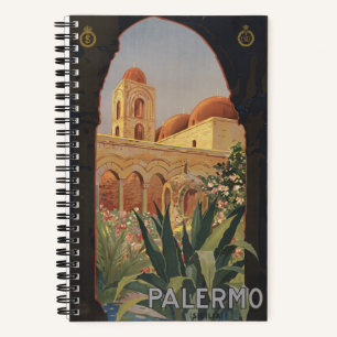 Vintage Travel Poster voor Palermo, Italië. Notitieboek