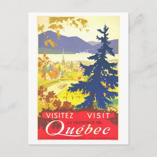 Vintage Travel Poster voor Quebec Briefkaart (Voorkant)