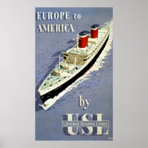 Vintage Travel Poster voor Verenigde Staten Lines