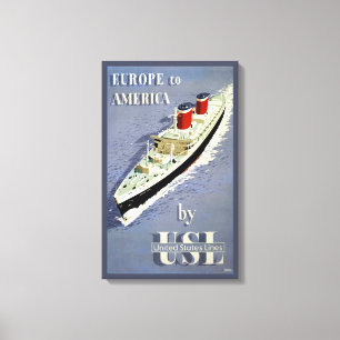 Vintage Travel Poster voor Verenigde Staten Lines Canvas Afdruk