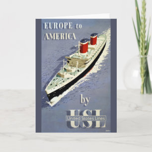 Vintage Travel Poster voor Verenigde Staten Lines Kaart