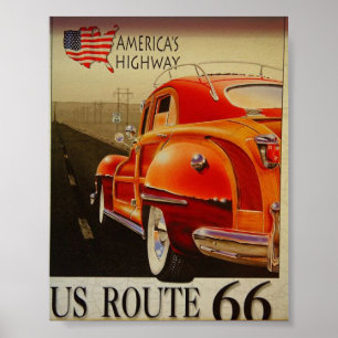 Vintage Travel Poster voor VS Route 66