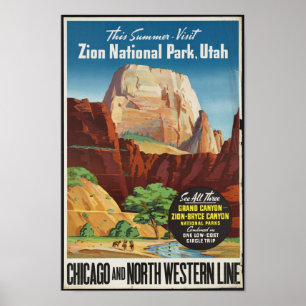 Vintage Travel Poster voor Zion National Park