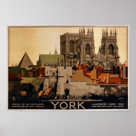 Vintage Travel Poster York City Walls England (Voorkant)