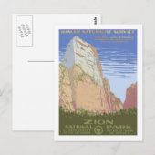 Vintage Travel Poster, Zion Briefkaart (Voorkant / Achterkant)