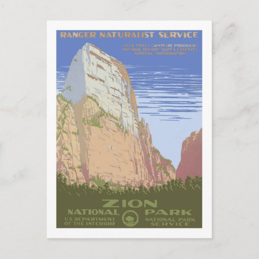 Vintage Travel Poster, Zion Briefkaart (Voorkant)