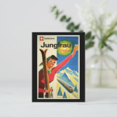 Vintage Travel Poster, Zwitserland, Jungfrau Briefkaart (Staand voorkant)
