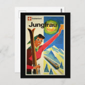Vintage Travel Poster, Zwitserland, Jungfrau Briefkaart (Voorkant / Achterkant)