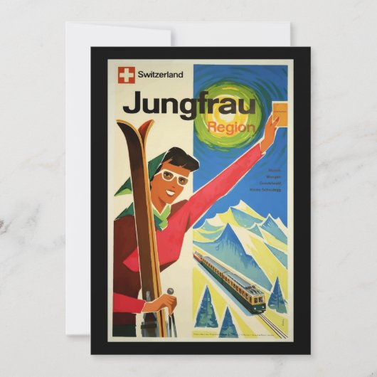 Vintage Travel Poster, Zwitserland, Jungfrau Kaart (Voorkant)