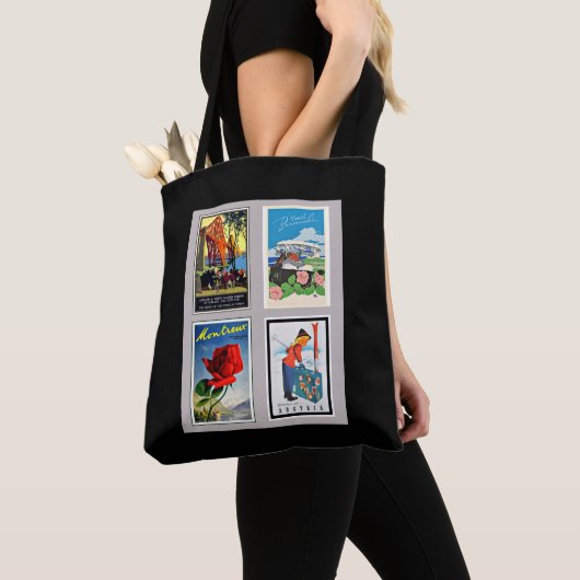Vintage Travel Posters Collage Tote Bag (Dichtbij)