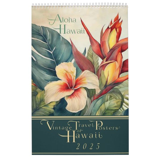 Vintage Travel Posters van Hawaii 2025 Kalender (Hoes)