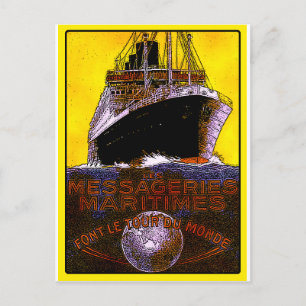 Vintage Travel Posters: World Tour Ocean Liner Briefkaart