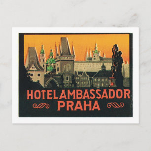 Vintage Travel Praha Tsjechië Briefkaart