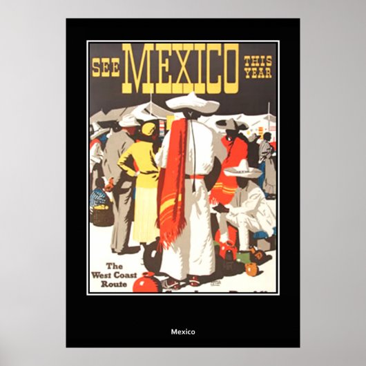 vintage Travel Print Poster Mexico (Voorkant)