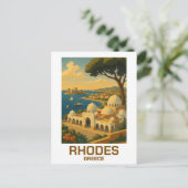 Vintage Travel Rhodes Greece Briefkaart (Staand voorkant)